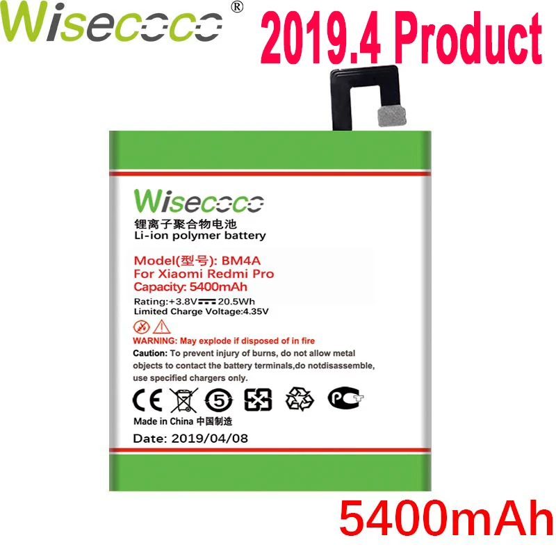 

WISECOCO 5400mAh BM4A Battery For Xiaomi Redmi Pro Mobile Phone In Stock Latest Production High Quality Battery+Tracking Number
