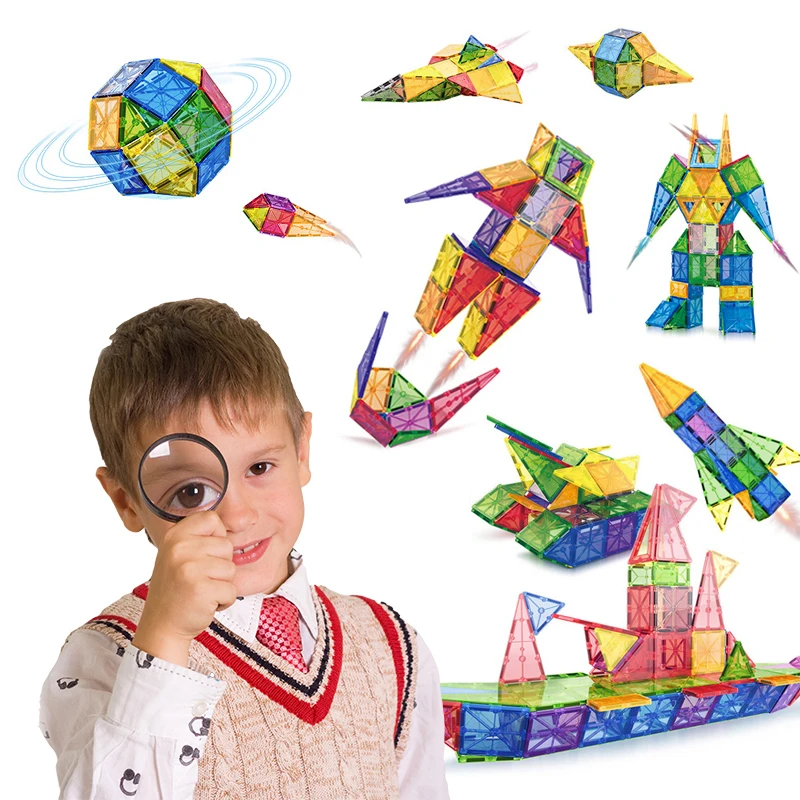 

100pcs Magnetic Blocks Toys Children's puzzle Games Designer Attraction Magnetic construction set Tiles Bricks Model Toy For Kid