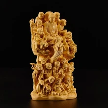 Rzeźba bukszpan posąg buddy dekoracja z litego drewna 16cm 18 czapek tanie tanio CN (pochodzenie) MASCOT