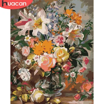 

HUACAN DIY Pictures By Number Kits Painting By Numbers Flowers Drawing On Canvas Hand Painted Picture Art Gift Home Decor