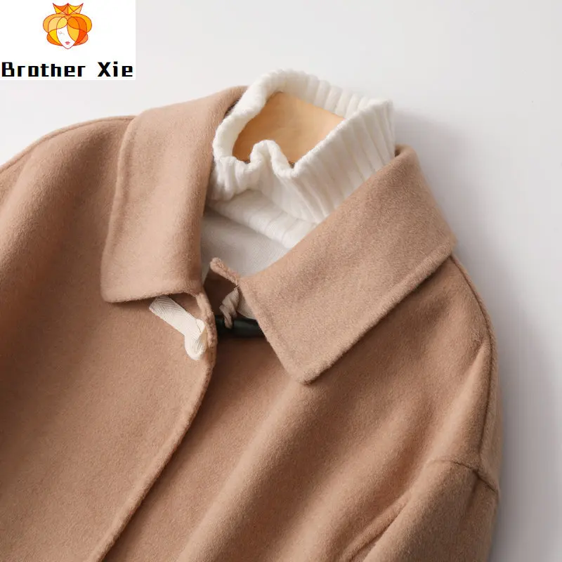 

Spring 100% Wool plus size cashmere coat female loose long overcoat solid 2020 new autumn winters cloth coat warm camel jacket