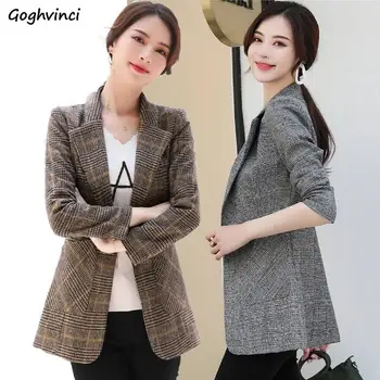 

Blazers Women Plus Size Plaid Daily Vintage Single Button Simple Womens Office Ladies Slim-fit Korean Style Oversized Delicate