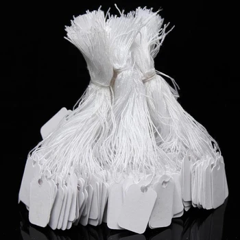 

100pcs Writable Blank Labels Display Price Tags With Hanging String 2.3x1.3cm