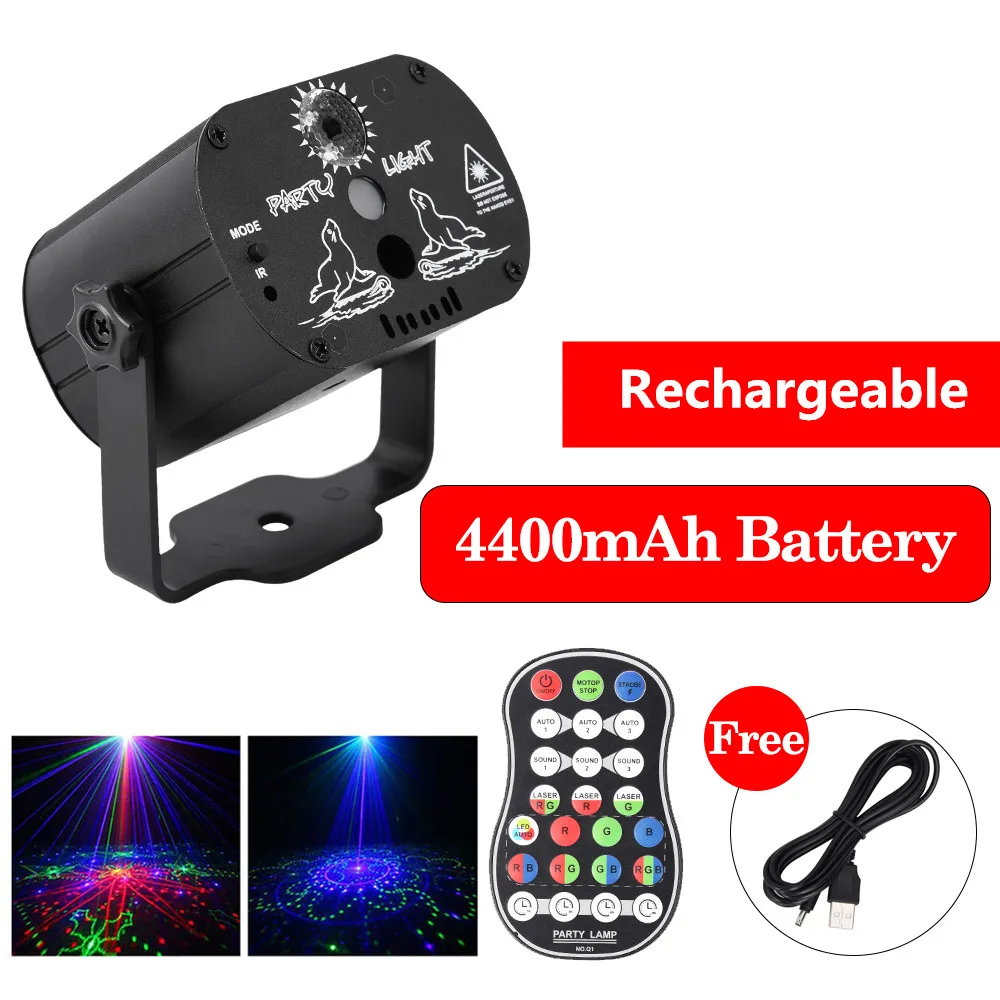 

60 Patterns RGB LED Disco Light 5V USB Recharge RGB Laser Projection Lamp Stage Lighting Show for Home Party KTV DJ Dance Floor