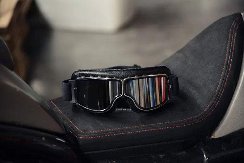 Ретро защитные очки для мотоциклистов Авиатор крейсер винтажные кожаные очки кафе гонщик Половина шлем очки