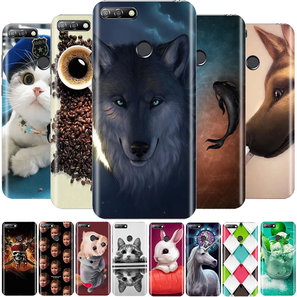 Чехол для huawei Y9 2018 задняя крышка силиконовый чехол с милым мультяшным аниме Hoesje