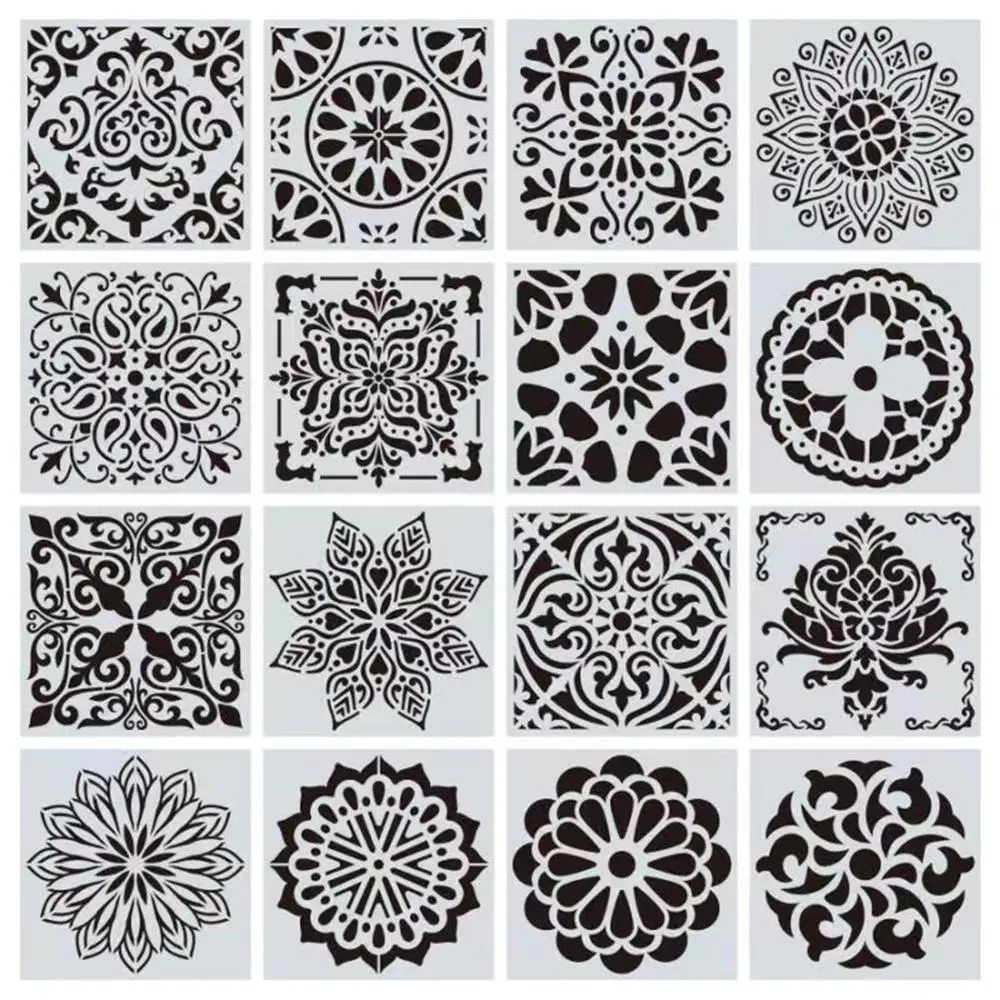 

1pc 15*15CM Mandala Painting Stencil Template Tools DIY Drawing Laser Cut Wall Stencil Painting for Wood Floor Tiles Art Fabric