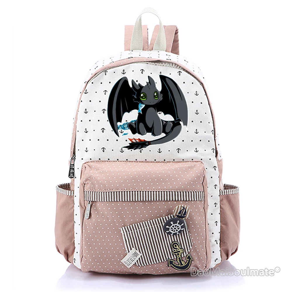 Как приручить дракона мультфильм рюкзак для девочки Цветочный прекрасный холст сумка рюкзаки для студентов девочек рюкзаки школьные сумки - Цвет: Pink 3