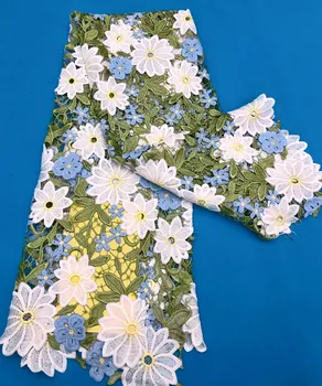 

5yards Very beautiful big floral design water soluble lace for sewing latest high quality African guipure Milk Silk lace fabric