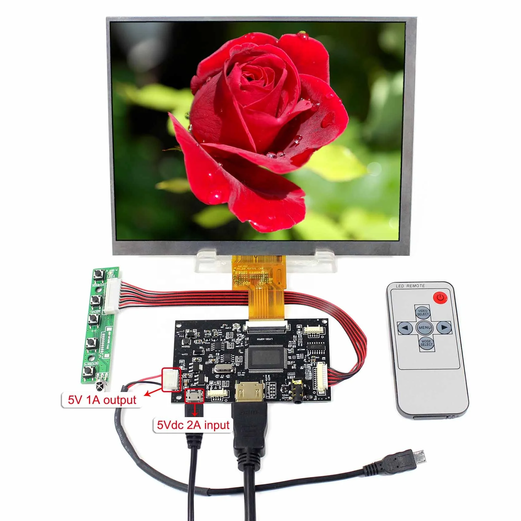 New 8 Inch LCD Display Screen 1024*768 Tablet HE080IA-01D Control Board Audio For Raspberry Pi 3B 2 1 VGA AV | Компьютеры и офис