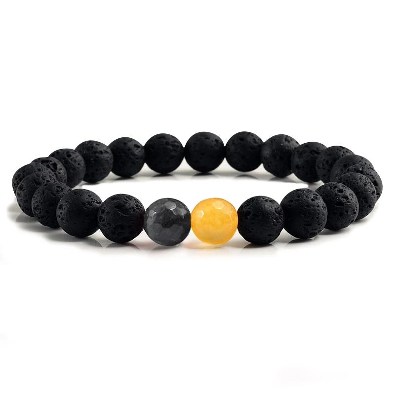 black matte 9 Модные мужские бусины браслет с подвесками классический черный Природный камень скраб браслет бижутерия ручной работы и Браслеты Женские аксессуары - Окраска металла: black matte 9
