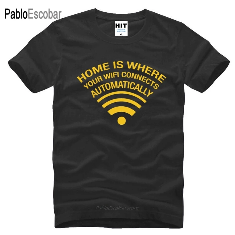 Индивидуальная Беспроводная Мужская футболка с буквенным принтом WIFI коротким
