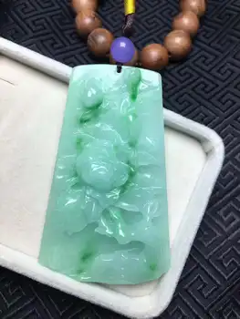 

Natural Myanmar jade Hand-Carved green jade pendant necklace women men rose necklaces pendants jade jewelry