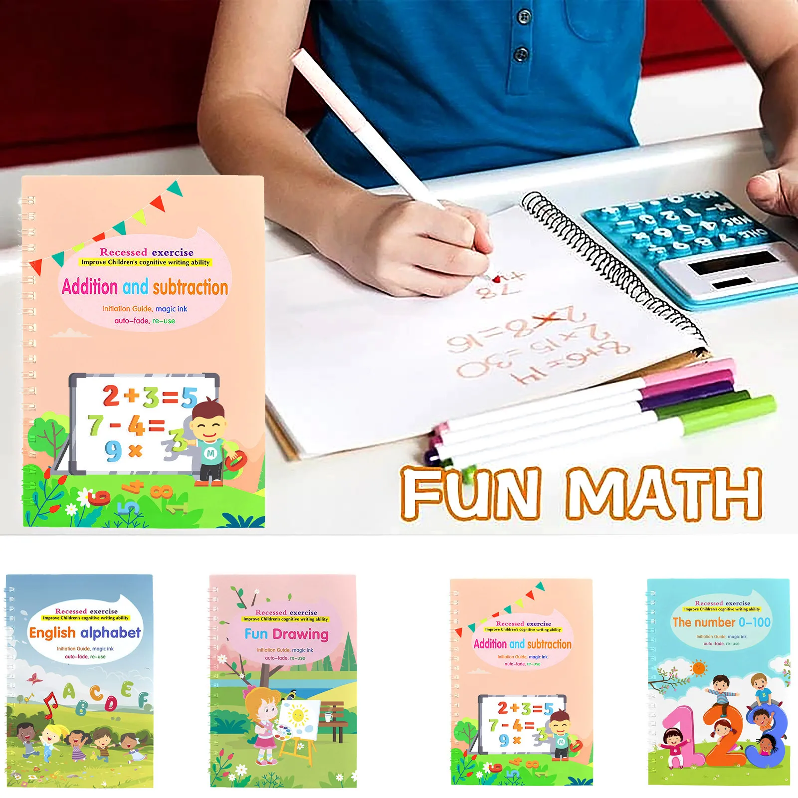 Libros de aprendizaje de números en inglés, libro de arte de práctica de pintura, cuaderno para bebé para caligrafía, escritura, Chico, letras en inglés, juguete # P30