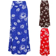 Новые длинные юбки с принтом faldas largas mujer женские летние повседневные с высокой талией Цветочные Печатные Bodycon длинные макси юбки jupe# C8