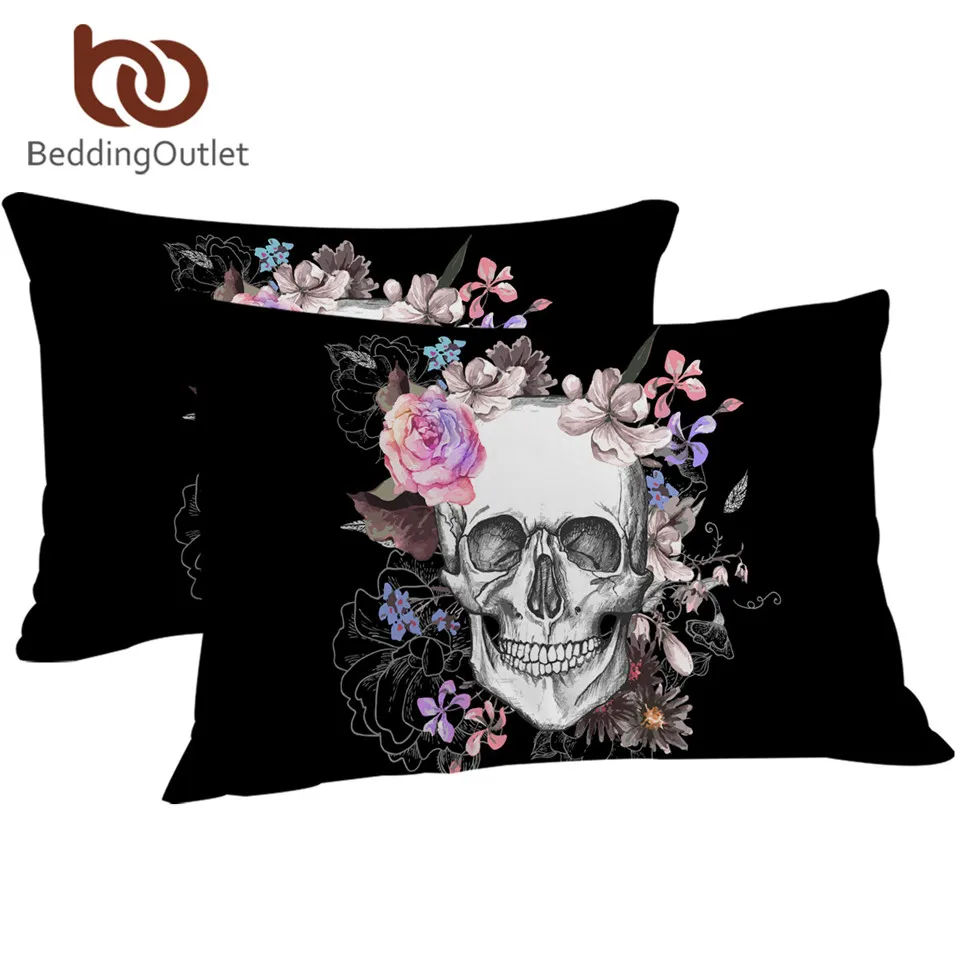 BeddingOutlet наволочка с рисунком в виде сахара черепа и искусственных цветов