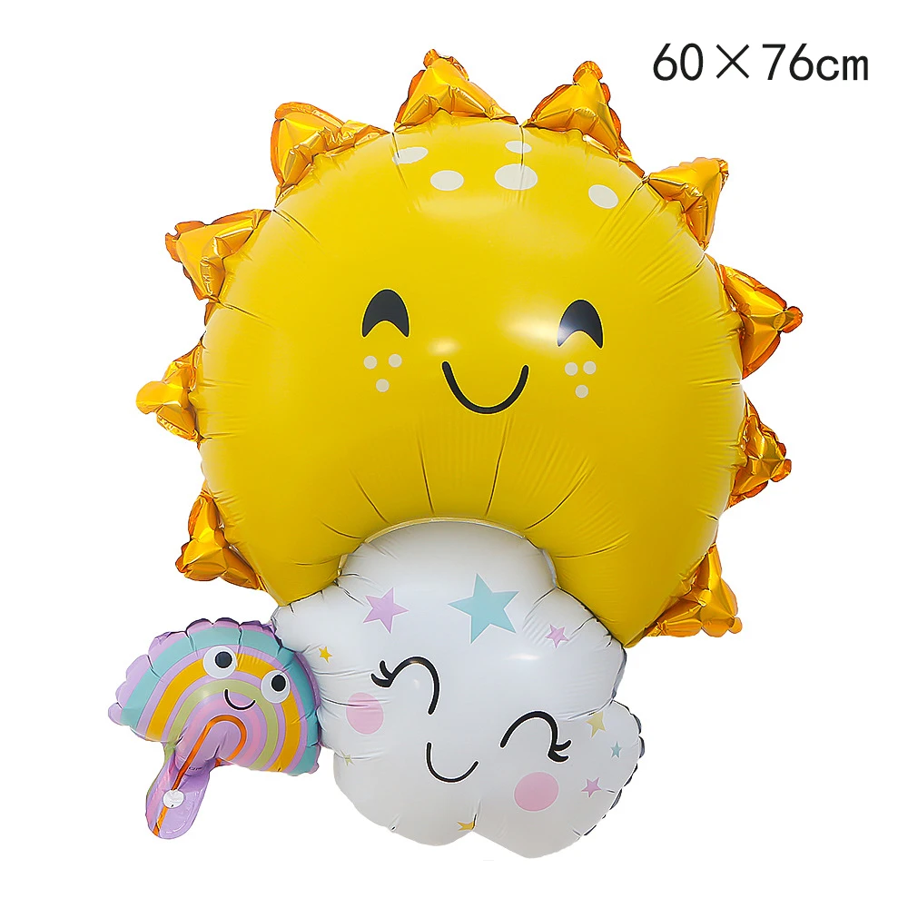1 stück Von Großen Regenbogen Lächeln Weiß Cloud Donut Lce Creme Aluminium Form Helium Ballon kinder Geburtstag Party Spielzeug dekoration – Detail 13