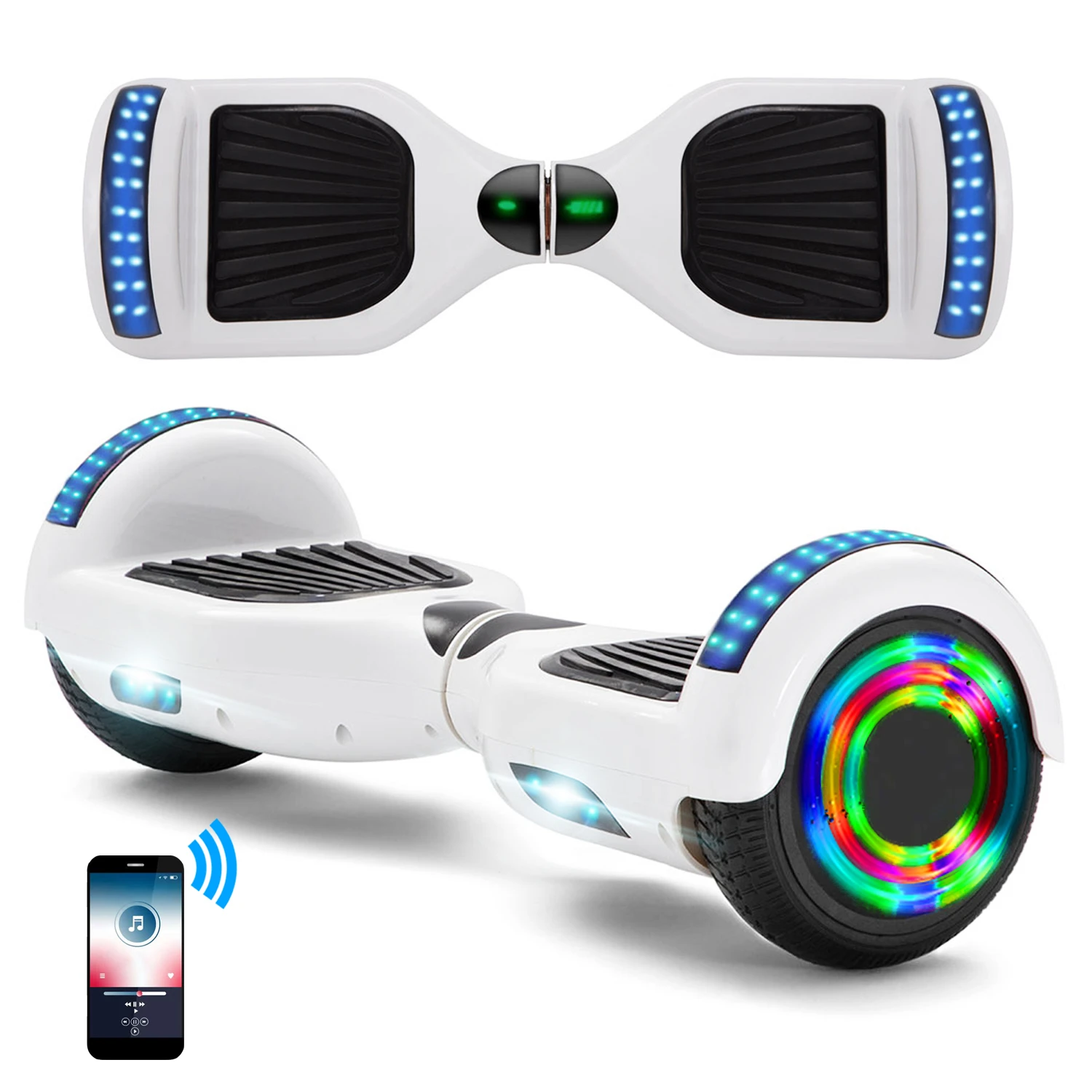 Hoverboard White 6.5 Inch Electric Scooter Led 2 Wheels Flash Lights