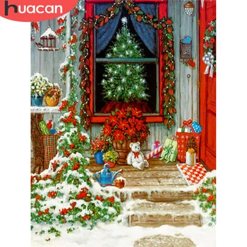 

HUACAN DIY Diamond Painting Christmas Tree Full Square Round Diamond Embroidery Cartoon Mosaic Handmade Gift