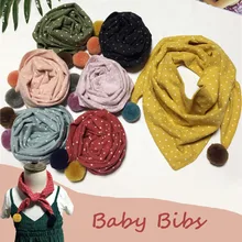 1 предмет, Милый хлопковый детский нагрудник в горошек, треугольный шарф, шарф для маленьких девочек, яркие цвета, детский шарф с воротником, зимний подарок, От 4 до 6 лет