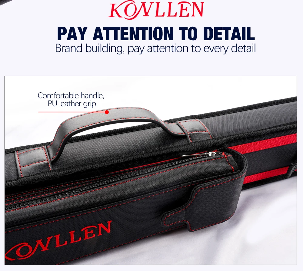 KONLLEN Cue Case 1/2 3 Holes Carom Cue Case 1 Butt 2 Shafts Pool Cue Case Bag 82cm Length Billiard Cue Hard Case  Free Shipping