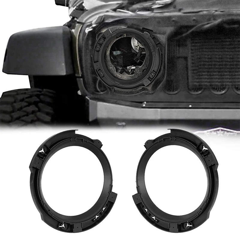 2Pcs 7 Inch LED Headlight Brackets Mount Buckets Base Hoods Ring For