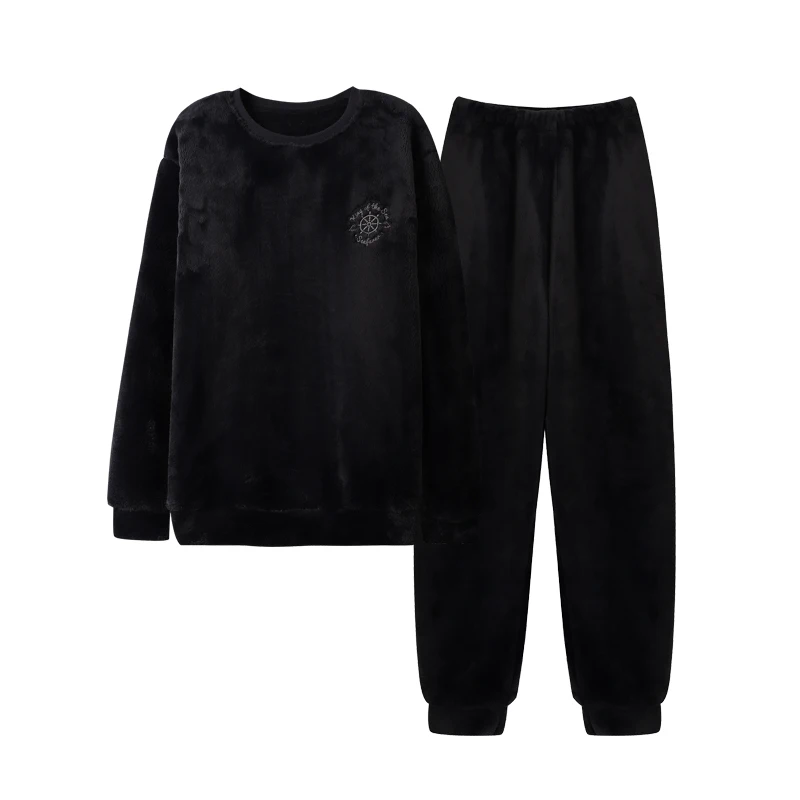 

Winter Thick Warm Flannel Pajama Sets Men Coral Fleece Sleepwear Suit Lounge Homewear Home Clothes Pyjama