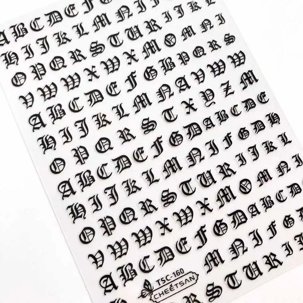 

1 PC Newest Old English LetterDesign 3D Self Adhesive Decal Slider DIY Decorations Tools Nail Sticker TSC 160