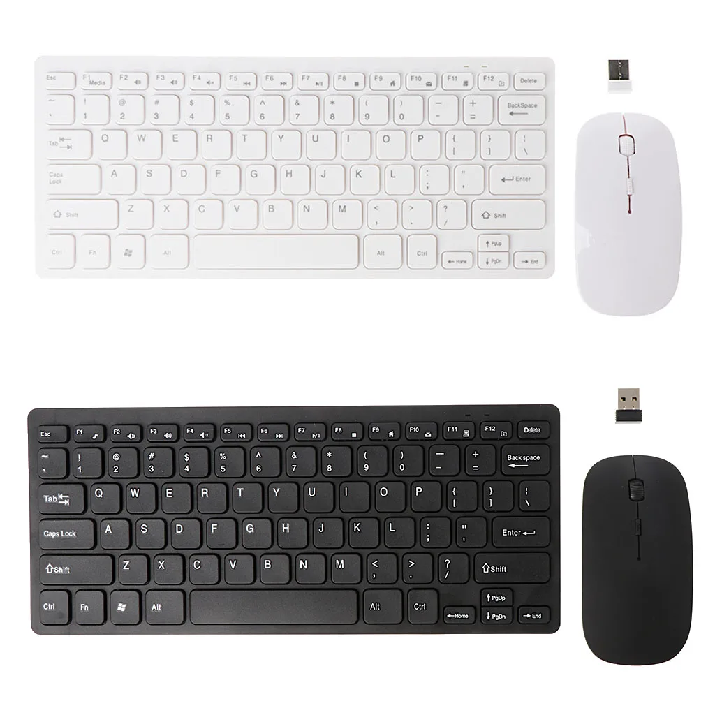 

Wireless 2.4GHz Mini Keyboard Ultra-Thin Mouse Combo Set For Desktops Laptops