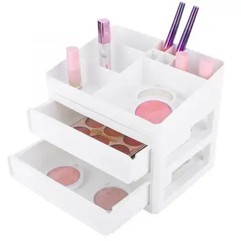 

Plastic Desktop Cosmetic Storage Box Organizer with Various Containers Holder Makeup Tools