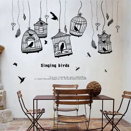 Black Wall Sticker Simple Pastoral Style Bird Cage Restaurant Wall Decor Café Poster And Prints Room Decoration Kitchen Stickers Black Wall Sticker Simple Pastoral Style Bird Cage Restaurant Wall Decor Café Poster And Prints Room Decoration Kitchen Stickers