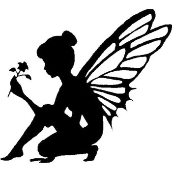 

12.7*11.4cm Fairy with floral vinyl applique / sticker fantasy magic Fashion Personality Car Wrap Decor Decals