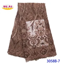 NIAI последние нигерийские кружевные ткани ручной работы Высокое качество Африканский тюль французское кружево вышивка ткань для свадебных XY3058B-7