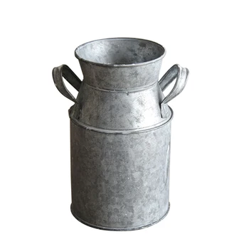 

Galvanized Finish Desktop Living Room Home Decor Milk Can Country Rustic Balcony Craft Garden Ornaments Flower Bucket Holder