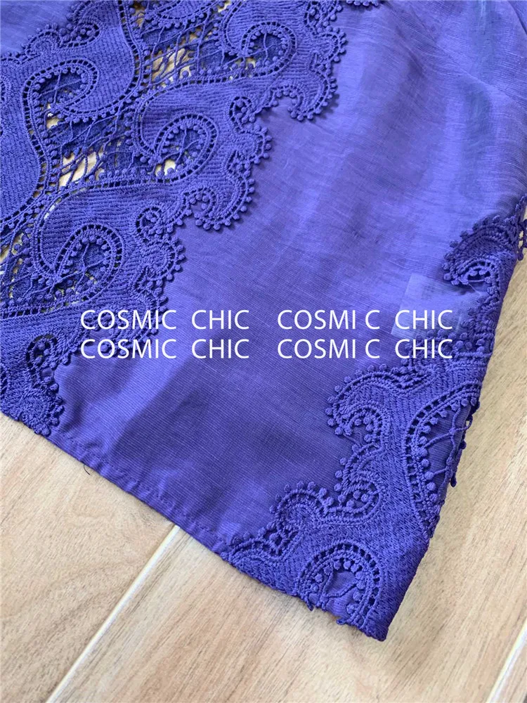 Cosmicchic, подиумная Праздничная юбка, комплект, элегантный фонарь, длинный рукав, открытая кружевная вышивка, блузка, нестандартные оборки, мини-юбка