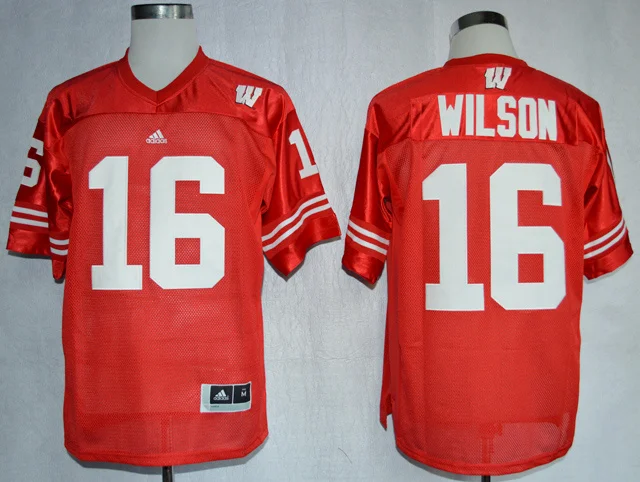 Красный Stitiched, Wisconsin Badgers, J.J Watt, Russell Wilson, Melvin Gordon III Jersey - Цвет: Красный