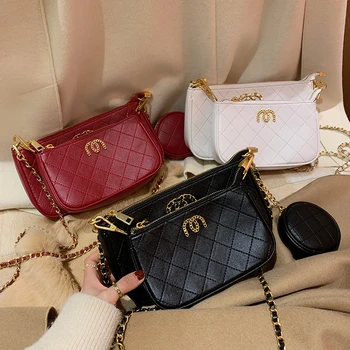 

Embroidery line small square bag 2019 shoulder bag portable Messenger bag fashion chain handbags