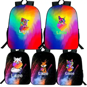 

Famous Russia App 16 Inch "LIKEE 1 (Like Video)" Backpack Boys Girls Likee Bag 3D Cat Fox Softback Bookbag Women School Rucksack
