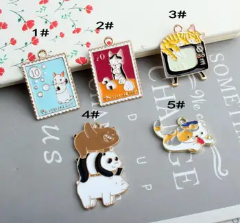 

10Pcs Fashion Jewelry Cat Charm Enamel Charm For Jewelry Making Fashion Earring Pendant Bracelet Necklace Charm