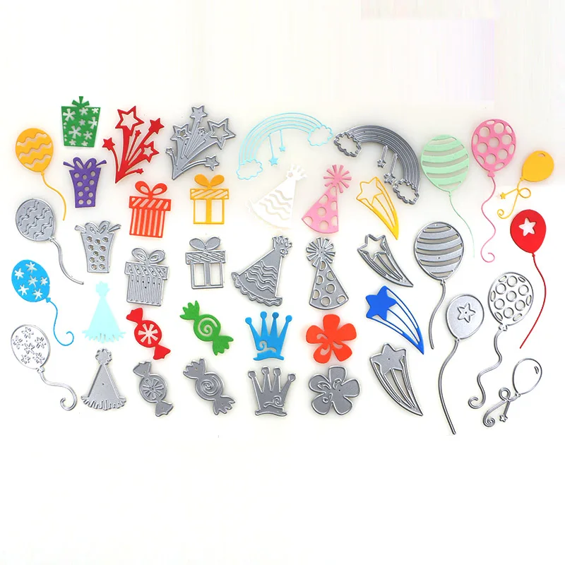 

DUOFEN METAL CUTTING DIES Happy Birthday Elements balloon star gift box candy stencil DIY Scrapbook Paper Album 2019 new