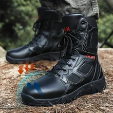 2021 nowe męskie buty wojskowe pustynne wodoodporne buty wojskowe specjalne siły treningowe Boot bezpieczne buty robocze botki wojskowe tanie tanio R xjian buty pustynne CN (pochodzenie) Sztuczna skóra ANKLE Drukuj Adult Stretch Spandex Z dwoiny okrągły nosek RUBBER