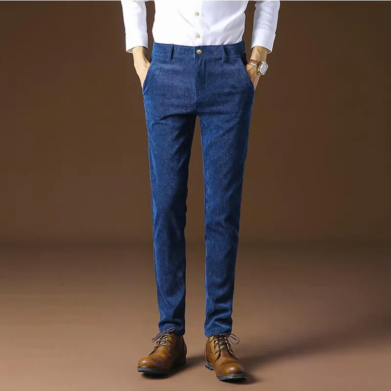 

Men's corduroy solid color trousers / corduroy trousers men's business casual straight trousers men's large size casual pants