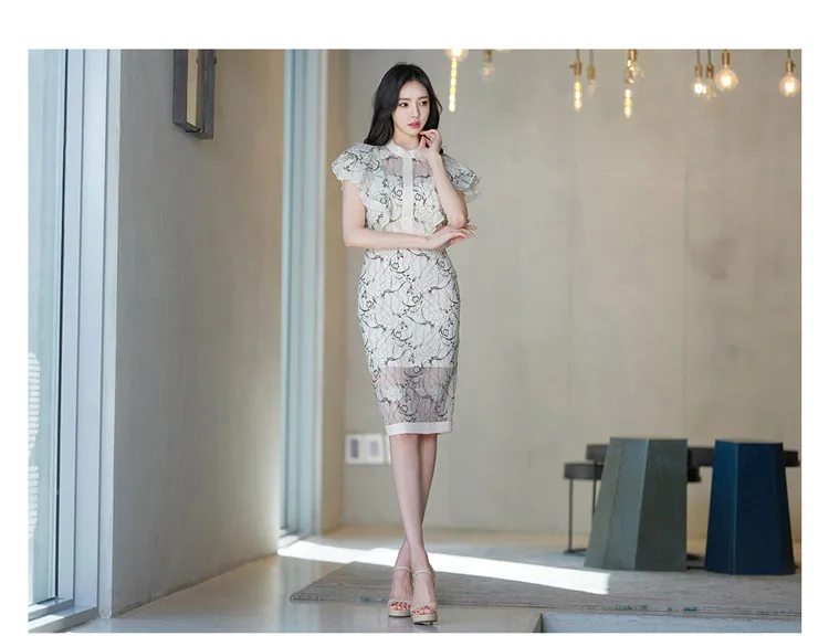 2022 فستان من الدانتيل والأزهار المطبوعة أزياء شيك الكورية جديد فساتين العيد لعام
