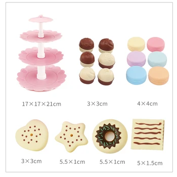 

Kids Play Food Toy, Pretend Tea Set Toy for Girls - 3-Tier Desserts Tower with Assorted Cakes and Cookies