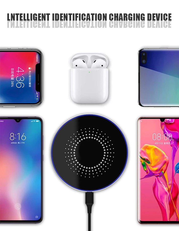 15 Вт Беспроводное зарядное устройство для samsung Galaxy Note 10 Plus S8 S9 S10 Металл Qi Беспроводная Быстрая зарядка Настольная панель для iPhone X Xs 8 Plus