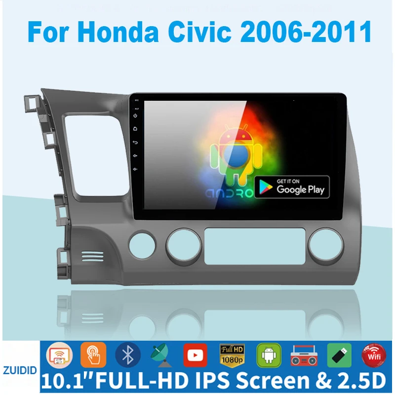 

2 din Android 10.1 Auto Radio For Honda Civic 8 2005-2012 Carplay Car Multimedia player GPS 2din autoradio 2din no dvd