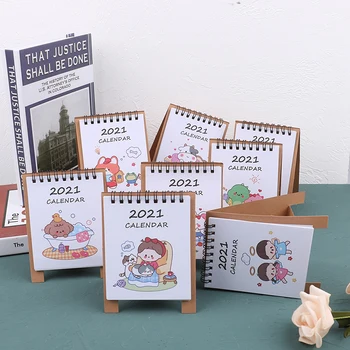 

2021 Yearly Cartoon Desktop Paper Calendar Dual Daily Scheduler Table Planner