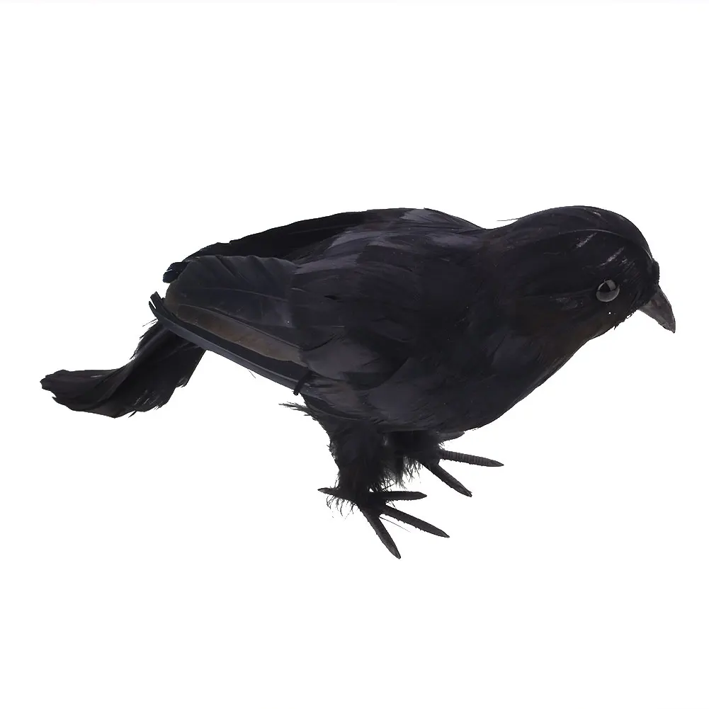 

Halloween Looking Birds Decor Black Scary Feathered Crows Life-like Party
