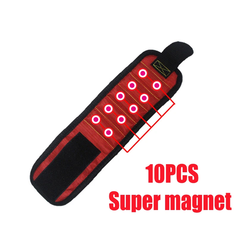 Polyester Magnetic Wristband 15pcs Powerful Magnet Carrying Case Electrician Toolkit Screw Drill Stand Repair Tool Belt bike tool bag