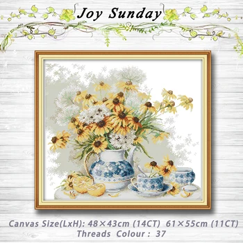 

Daisies and blue and white porcelain decor Patterns 14CT 11CT Counted Cross Stitch Sets embroidery set Needlework kit Home decor